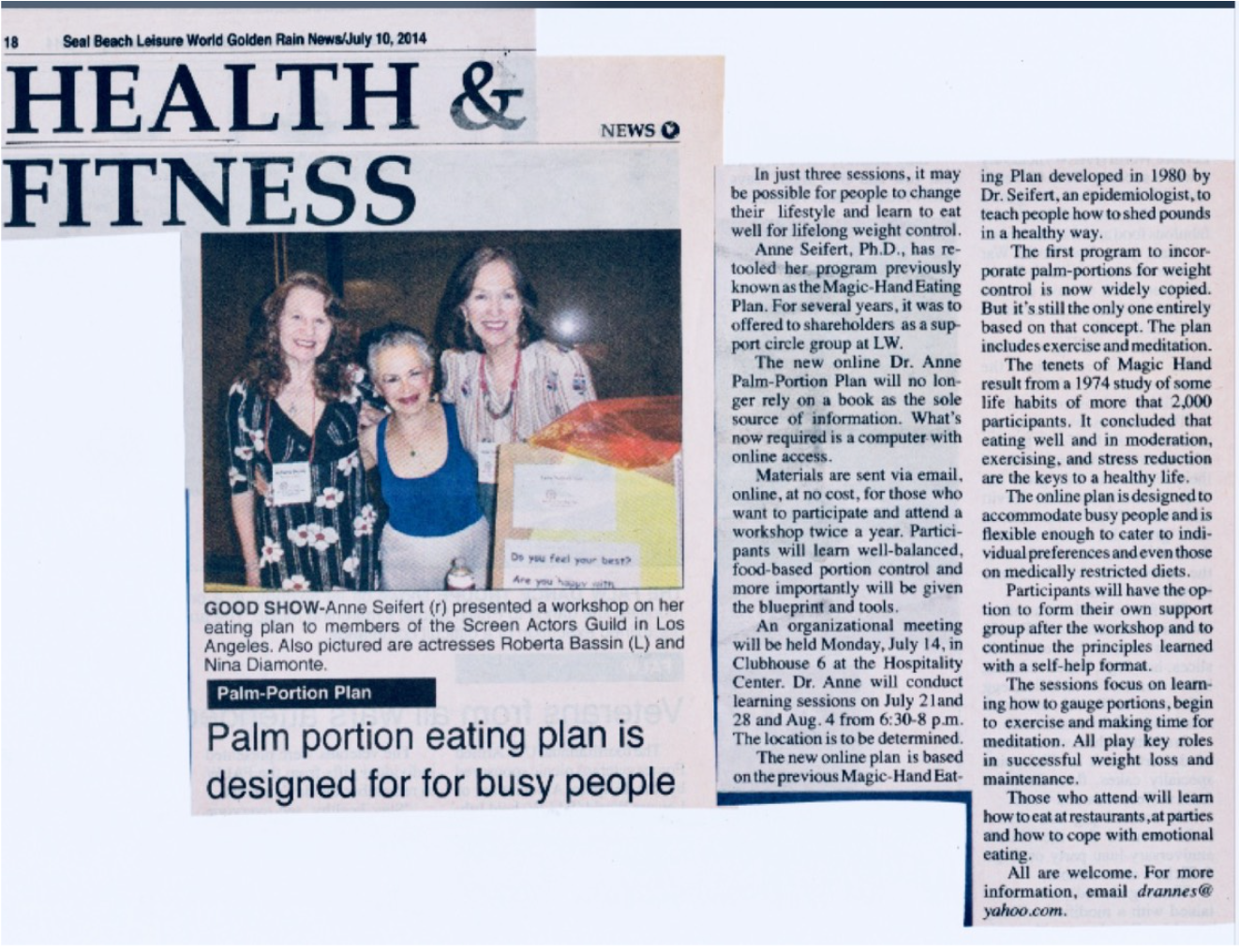 Interview and press clipping from the dr. Anne scrapbook