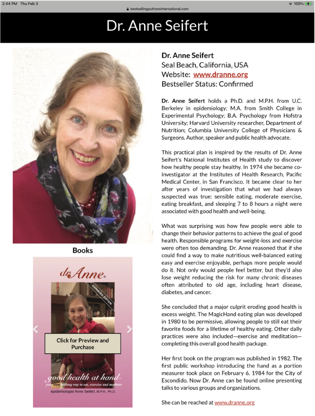 Interview and press clipping from the dr. Anne scrapbook